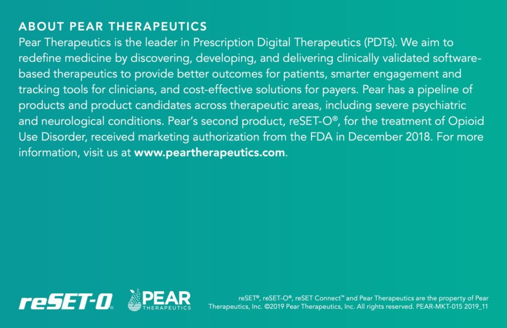 About Pear Therapeutics, The Creator Of ReSET