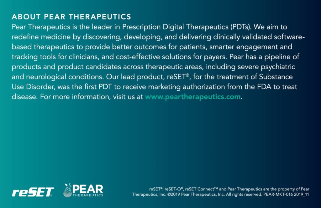 About Pear Therapeutics, The Creator Of ReSET