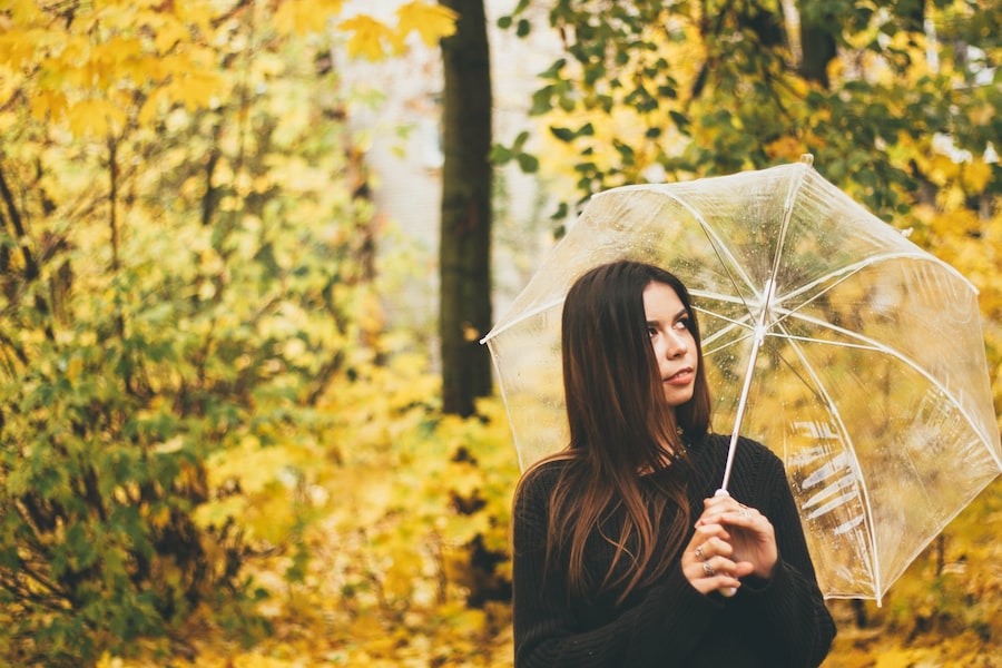 A Woman Holding An Umbrella