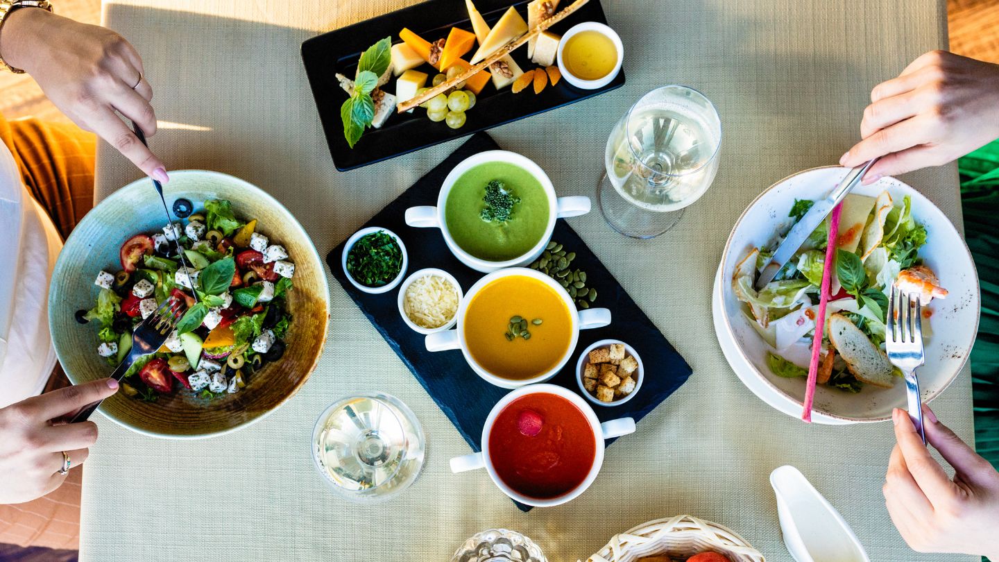 Healthy Meal With Soup And Salad 