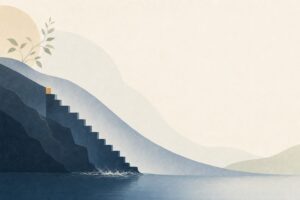 Abstract contrast of a steep jagged descent and a smooth gentle ramp, representing the warning signs of tapering off benzodiazepines too fast