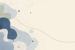 Abstract tangle of crisscrossing dotted paths with one clear steady line passing through, representing conflicting benzo taper advice and what to trust
